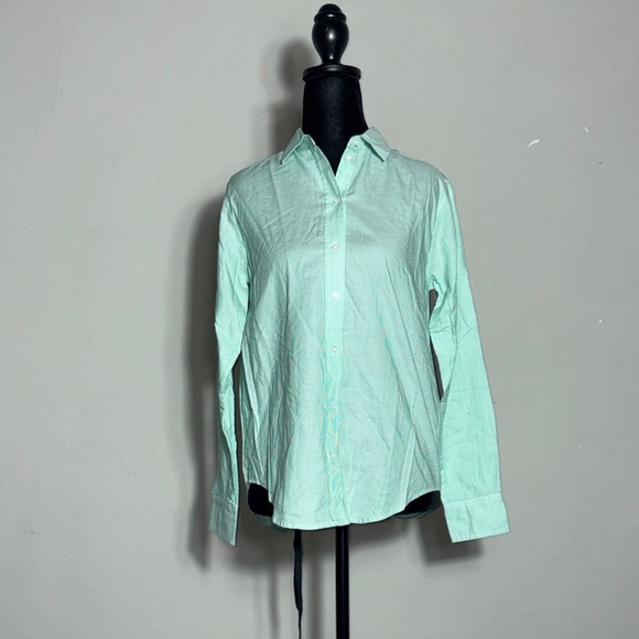 Everlane Tops - Everlane Relaxed Oxford shirt Green color with pinstripes patterns